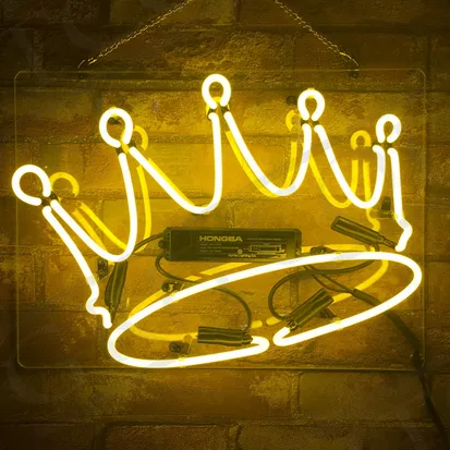 Yellow Neon Shape with Acrylic Backing Tray